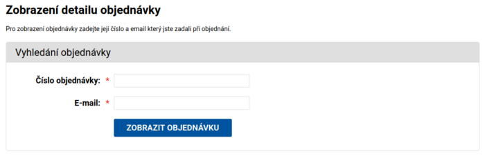 Vyhledání objednávky